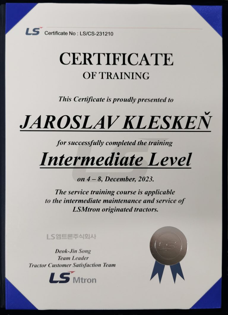 certifikát_ls traktor_klesken
